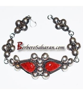 Handmade unique Silver and red coral Kabyle bracelet from Algeri