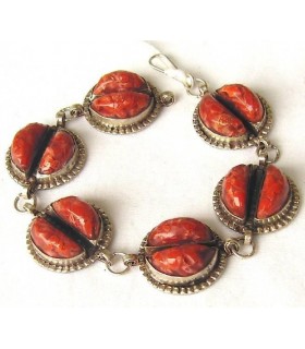 Silver and coral Kabyle bracelet from Algeria 12