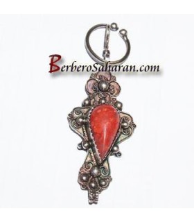 Handmade Silver and red coral Algerian Berber Amulet - Avrim