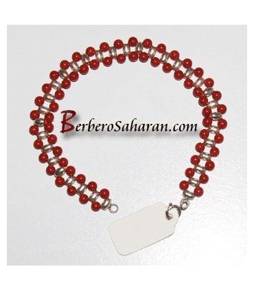 Bracelet Kabyle en Argent et Corail Rouge