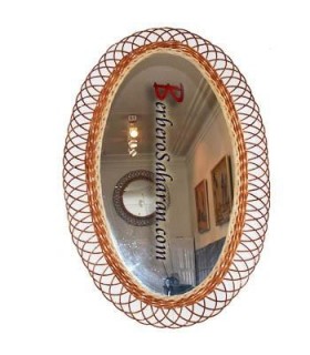 Handmade Algerian Wicker mirror, real work of art - Large