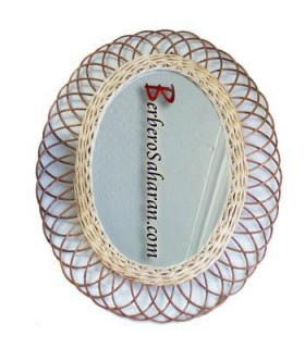 Handmade Algerian Wicker mirror - Oval Medium
