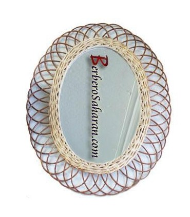Handmade Algerian Wicker mirror - Oval Medium