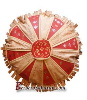 Pure leather handmade Algerian cushion from Mostaganem