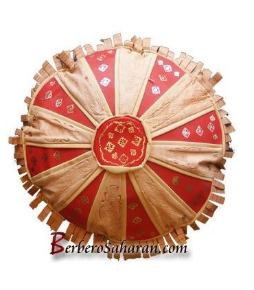 Pure leather handmade Algerian cushion from Mostaganem