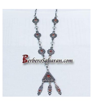 Handmade Silver and Red coral Algerian Berber Necklace