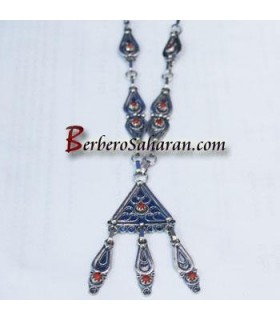 Handmade Silver and Red coral Algerian Berber Necklace