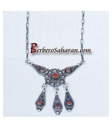 Silver and Red coral Kabyle Necklace 12