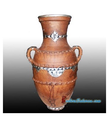 Grande Jarre ancienne Berbère Marocaine en Argile et Metal