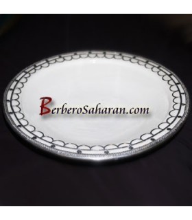 Large white Moroccan Ceramic Safi platter with silver