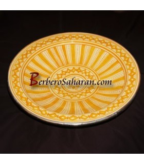 Grand plat Safi blanc Marocain en céramique et metal
