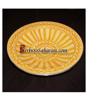 Large white Moroccan Ceramic Safi platter with silver