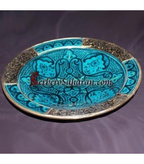 Grand plat Safi blanc Marocain en céramique et metal