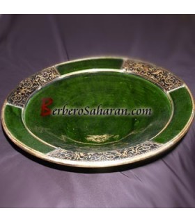 Large white Moroccan Ceramic Safi platter with silver