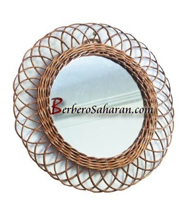Handmade Algerian Wicker mirror - Round Medium