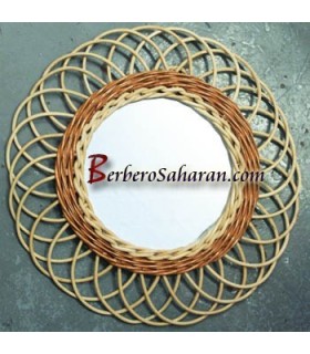 Handmade Algerian Wicker mirror - Round Small