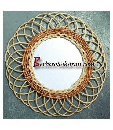 Handmade Algerian Wicker mirror - Round Small