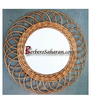 Handmade Algerian Wicker mirror - Round Medium