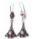 Boucles d'oreilles authentiques de Kabylie en argent massif noirci, corail rouge et émaille﻿