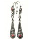 Boucles d'oreilles authentiques de Kabylie en argent massif noirci, corail rouge et émaille﻿