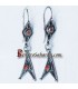 Handmade Beautiful and comfortable Berber earrings with antique silver and red coral from Algeria