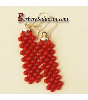 Boucles d'oreilles Kabyles en argent massif et corail rouge pas chères