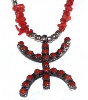 New generation and Modern handmade Algerian necklace - Red Berry in Coral