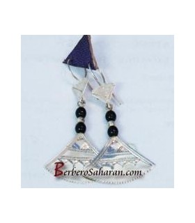 Silver and glass Tuareg Earrings from Algeria