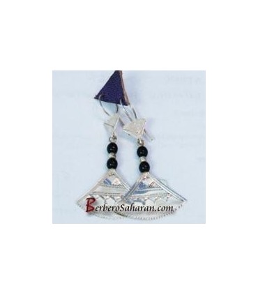 Silver and glass Tuareg Earrings from Algeria