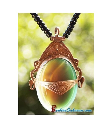 Collier Touareg Algérien en argent et Agate marron 