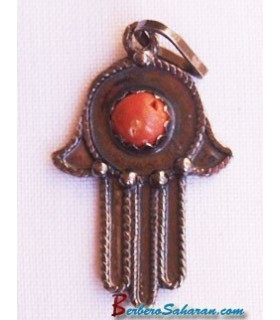 Pendentif Berbère Algérien en argent pur - Main de Fatima ou Khamsa