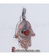 Handmade dark silver and red coral hand of Fatima from Algeria