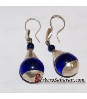 Handmade Silver and blue Agate like Tuareg Earrings