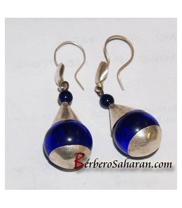 Handmade Silver and blue Agate like Tuareg Earrings
