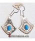 Boucles d'oreilles Touaregs en argent sculpté et agate bleue - Algérie