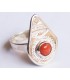 Modern Algerian Red coral and hand carved silver Ring