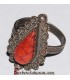 Bague kabyle en argent massif en corail rouge - Algerie