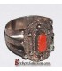 Bague kabyle en argent massif en corail rouge - Algerie