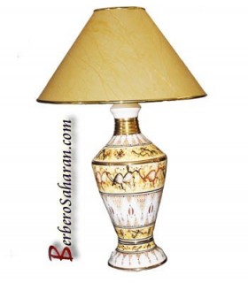 Handmade Algerian Extra large night light in white ceramic & liquid Gold