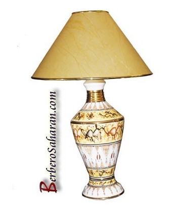 Handmade Algerian Extra large night light in white ceramic & liquid Gold