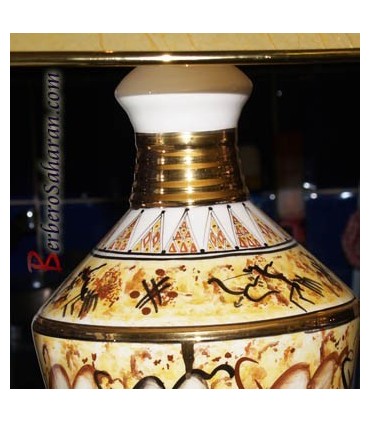 Handmade Algerian Extra large night light in white ceramic & liquid Gold