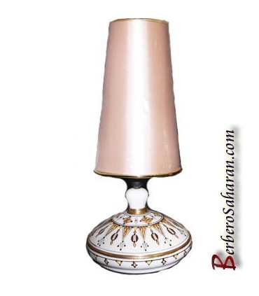 Handmade Algerian Tassili Berber bedroom side lamp in white ceramic & liquid Gold