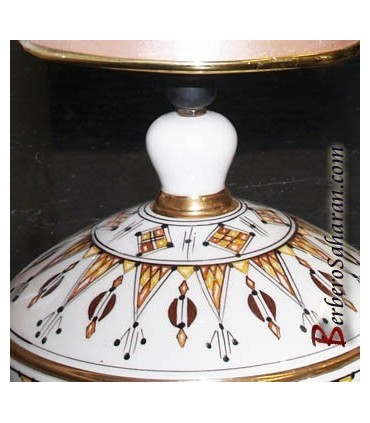 Veilleuse Algérienne Berbère du Tassili pour la chambre a couché en céramique blanche et OR liquide