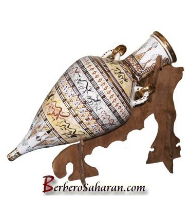 Handmade Algerian Berber green pattern bedroom side lamp in ceramic & liquid Gold