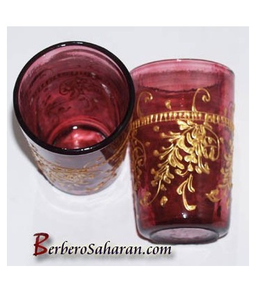 Algerian hand made and painted green tea glasses