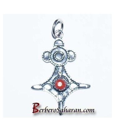 Handmade dark silver and red coral hand of Fatima from Algeria