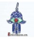 Handmade Silver, red coral and enamel hand of Fatima pendant from Algeria