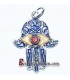 Pendentif Berbère Algérien en argent, corail rouge et emaille- Main de Fatima