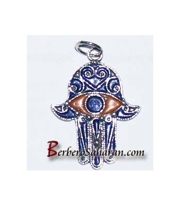 Pendentif Kabyle en argent et emaille - Main de Fatima ou Khamsa