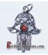 Handmade Silver and red coral hand of Fatima pendant from Algeria